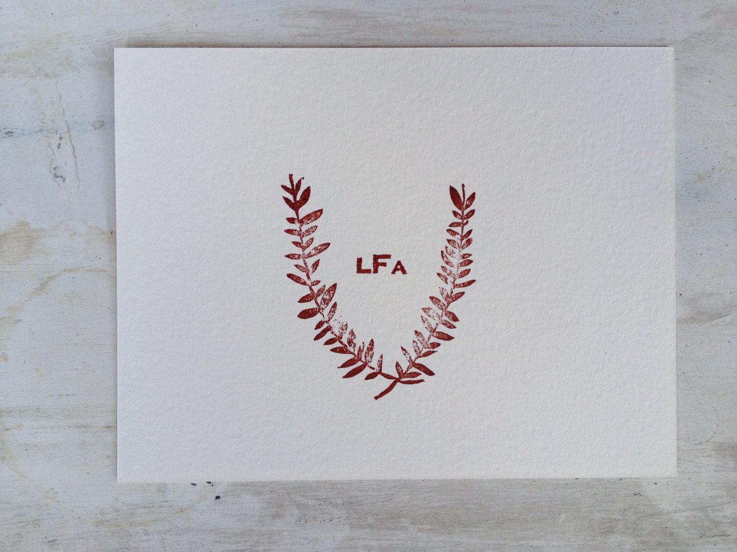 Olive Laurel Monogram Stamp and Notecards