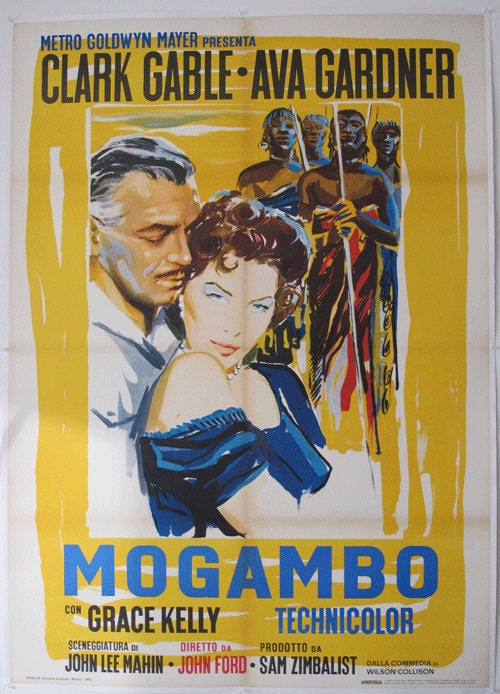 Mogambo, Italian 2-foglio (39x55in), R-1966, Linen Backed Original Vintage Movie Poster