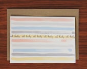 oh baby watercolour stripes card