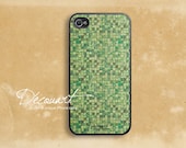 iPhone 5 case, iPhone 4 case, iPhone 4s case, case for iPhone 4, green tile pattern B117