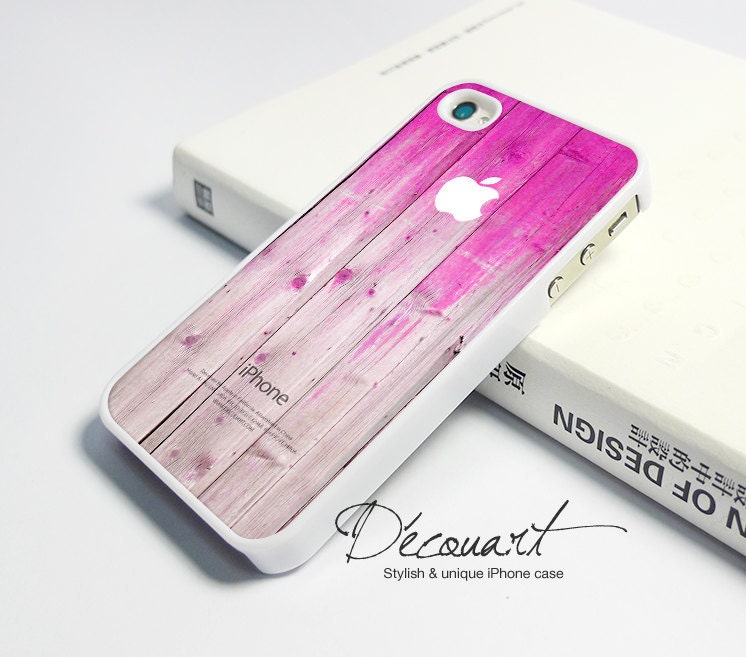 iPhone 5 case, iPhone 4 case, iPhone 4s case, case for iPhone 4, pink wood pattern with apple logo W281