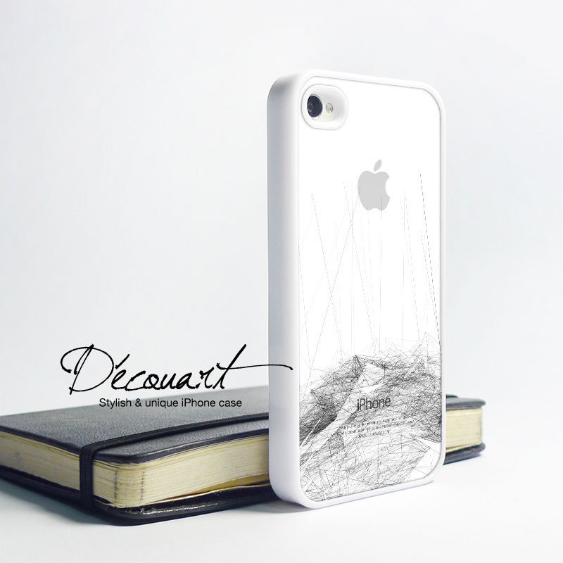 iPhone 5 case, Unique iPhone 4 case, iPhone 4s case, case for iPhone 4, abstract line pattern with apple logo W274