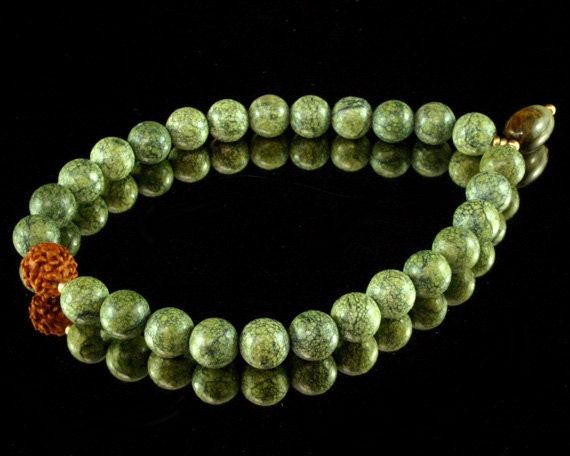 Yoga Bracelet - Wrist Mala - 27 Bead Japa, Tiger Eye Shiva Lingam, Om Meditation, Rudraksha, Yoga Stretch Bracelet