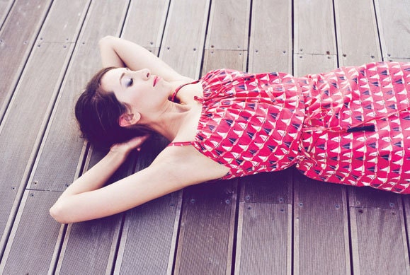 SUPER SALE - 40% off - Julie summer dress - cotton dress in coral red with little sailboats print w/ belt