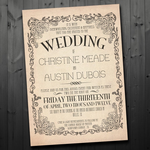 Printable Vintage Wedding Invitation