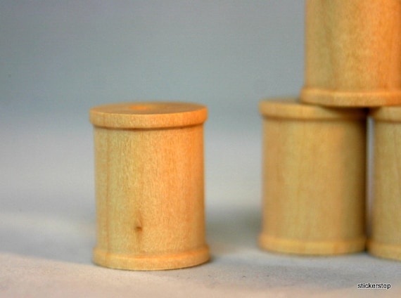 24 Wooden Spools 1" tall x 3/4" wide with 1/4" hole Il_570xn