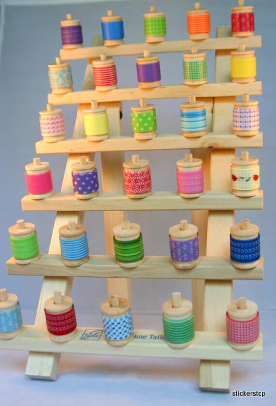 Deluxe Tower of Washi Tape Assortment and Stand - 35 Yards of your choice (105 feet) plus wood rack Il_570xn