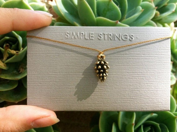 Teeny Tiny Pinecone String Necklace