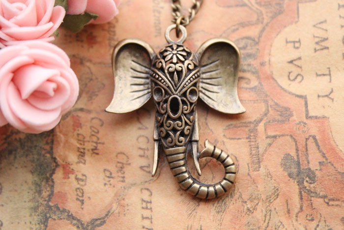 Auspicious necklace,hollow out elephant necklace ---N017