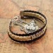 OWL king bracelet,retro silver super cute owl bead bracelet,yellow and brown leather braid bracelet---B103