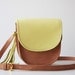 LIME - Cross Body Leather Bag in Nude and Pale Lime Yellow