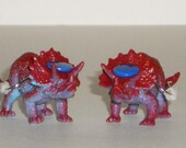 Dinosaur Earrings  "DinoLids" Dinosaur with Blue Hat Geekery Plastic Toy Dinosaur Repurposed Brown Dinosaur
