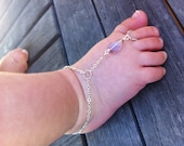 barefoot sandal for babes, baby girl jewelry, amethyst and sterling silver, baby jewelry, anklet, birthstone jewelry, baby anklet