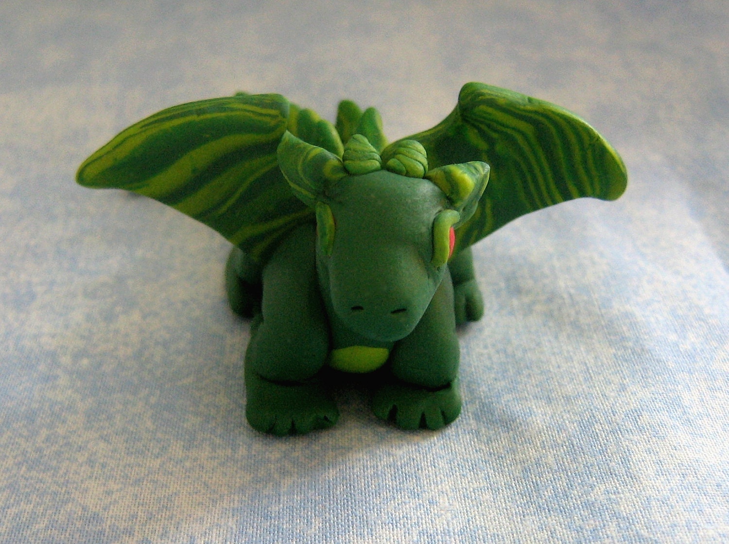 Cute Mini Green Dragon Polyclay Figurine