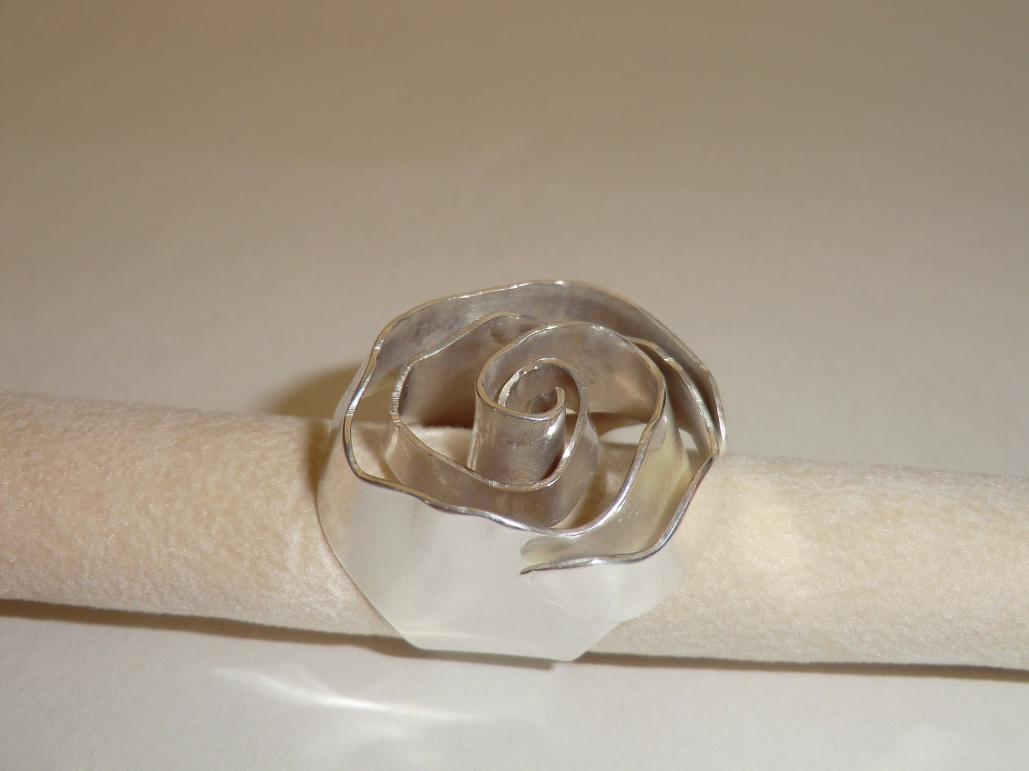OOAK Rose ring, silver plated ring, bronze ring, handmade ring.