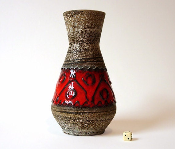 West German Pottery Vase by CARSTENS // Ceramic // Red // Mid century