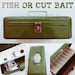 fish or cut baith - vintage green metal tackle box - fishing, industrial, storage