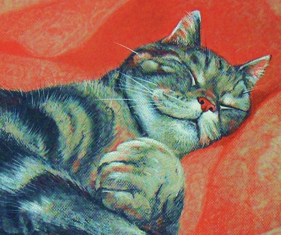 Cat Greetings Card -  blank, notecard