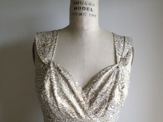 RARE Vintage hand painted gold 1950's dress