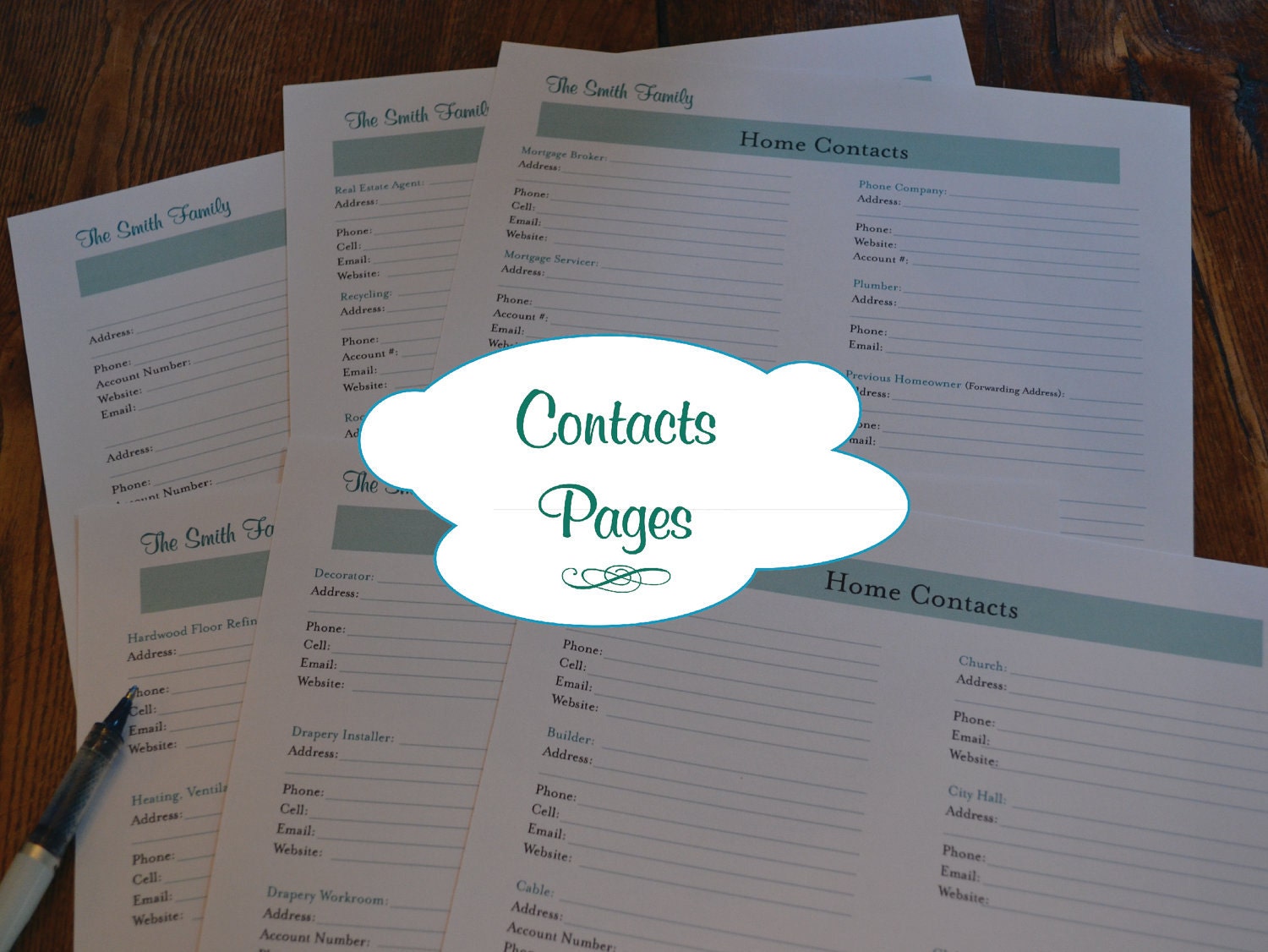 The Complete Home Contacts Kit - 7 Documents DIGITAL DOWNLOAD