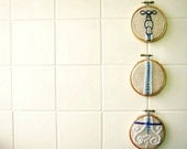 EMBROIDERED WALL ART - embroidery hoop set of needlecrafted running tap water
