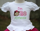 Personalized Mod Monkey Ruffled Birthday Shirt - I'm One or I'm Two