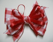 Country Girl Hair Bow 4th of July Red White Gingham Check Fun Boutique Buffalo Picnic Plaid