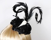 Goth fascinator with (vegan) bird skull