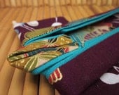5-inch "Plum Surprise" Kimono. Fabric Origami Kimono Ornament. Eggplant, Turquoise, Gold. Abstract. Perfect for framing.