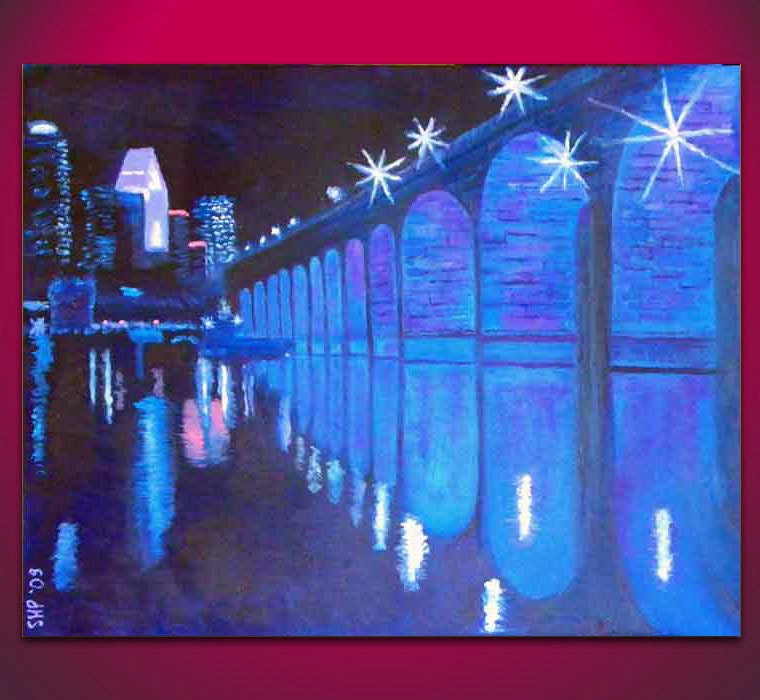 Minneapolis Cityscape / 24x30 / Oil on Canvas / Stone Arch Bridge Scene