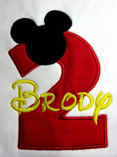 Personalized Second Birthday Mickey Mouse Red Number shirt.