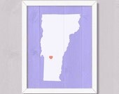 VERMONT - Rustic Home decor wall hanging 16x20 Custom handmade Personalized Heart Sign - Wedding Housewarming Bridal Shower Family gift