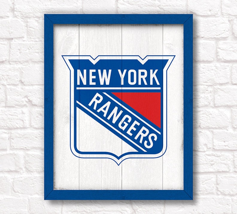 New York Rangers - rustic home decor - 16"x20" handmade sign - nhl hockey wall hanging - Boys room or man cave decor