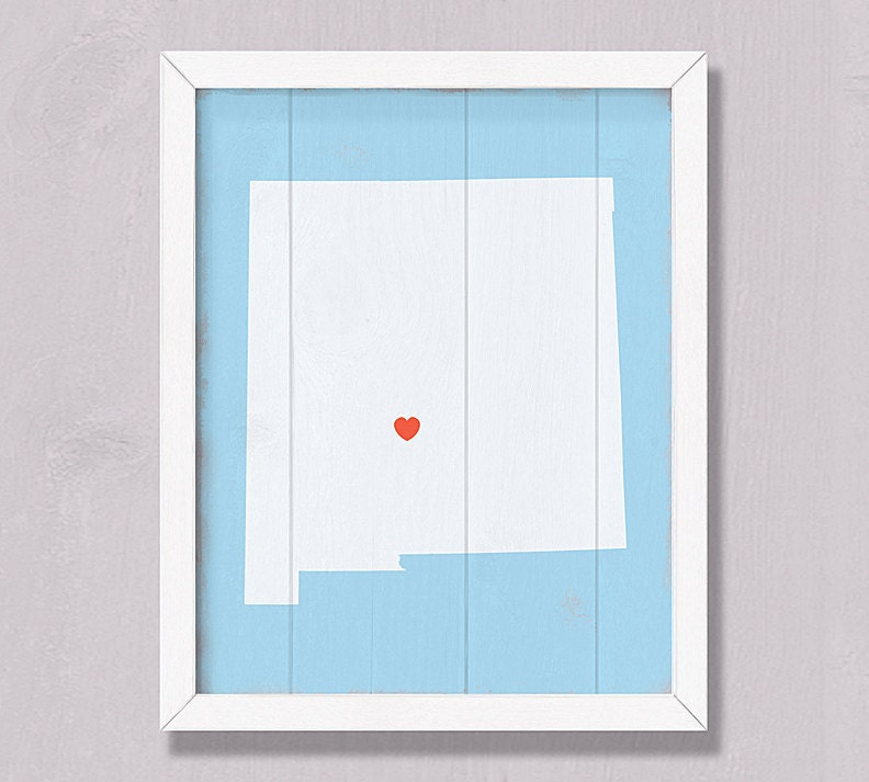 NEW MEXICO - Rustic Home decor wall hanging 16x20 Custom handmade Personalized Heart Sign - Wedding Housewarming Bridal Shower Family gift
