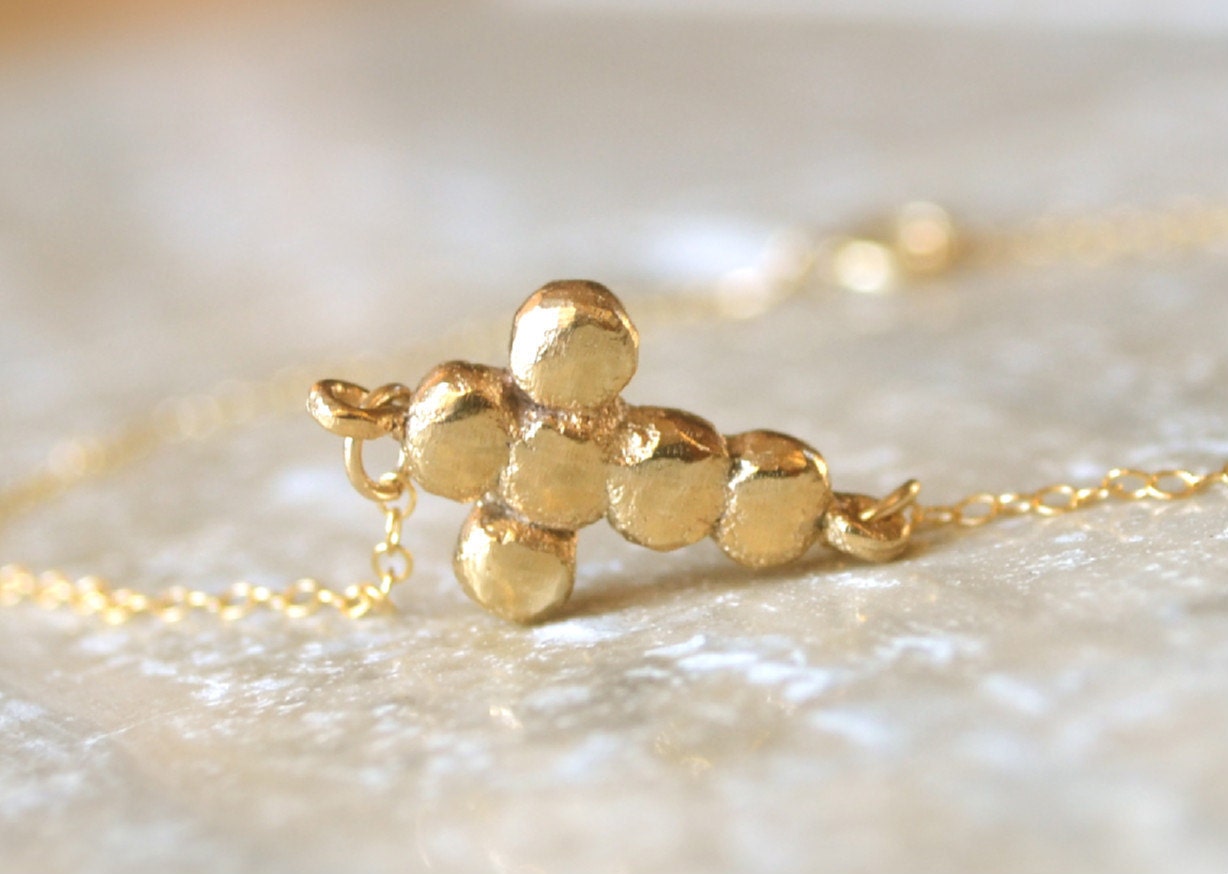 Gold Sideways Cross Bracelet