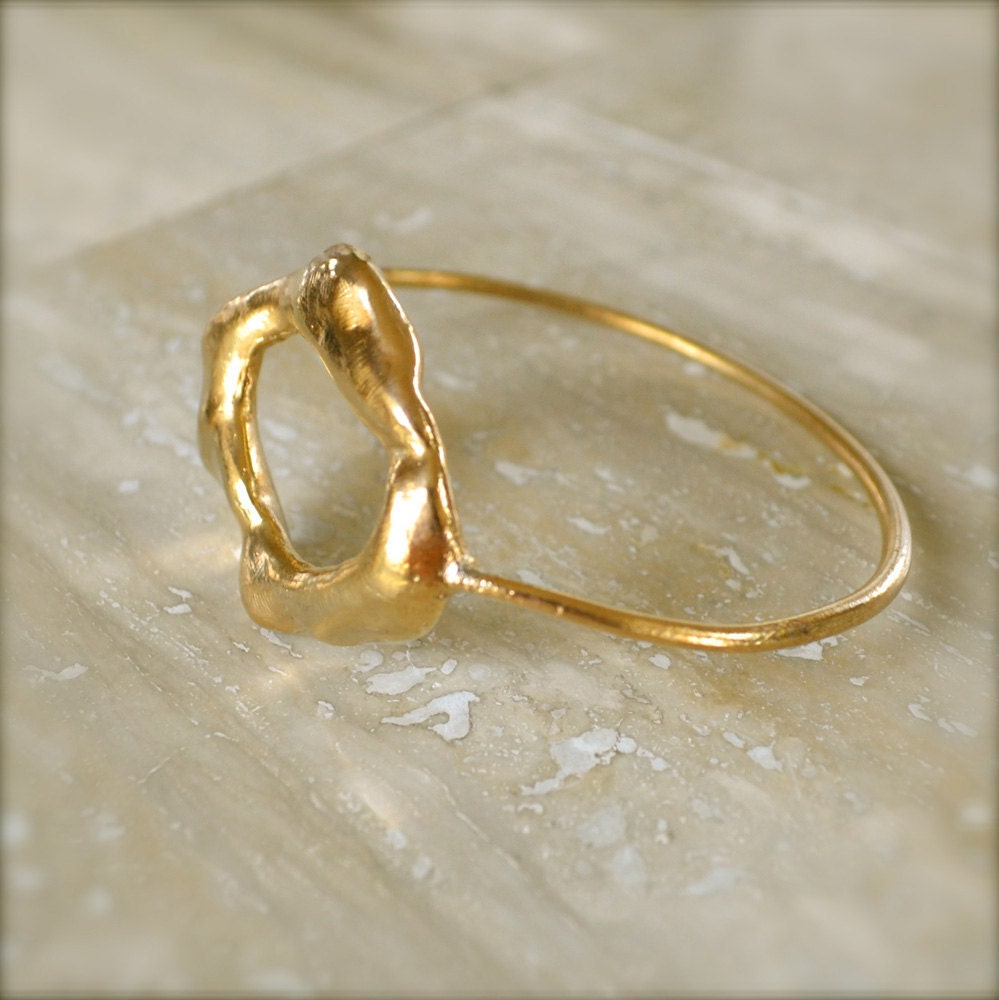 Gold Bangle With Large Ring