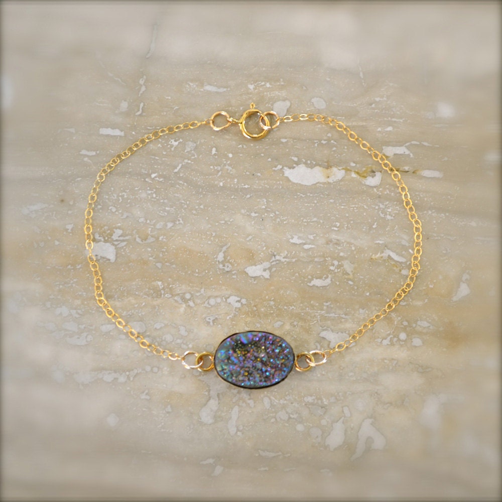Rainbow Druzy Gold Bracelet