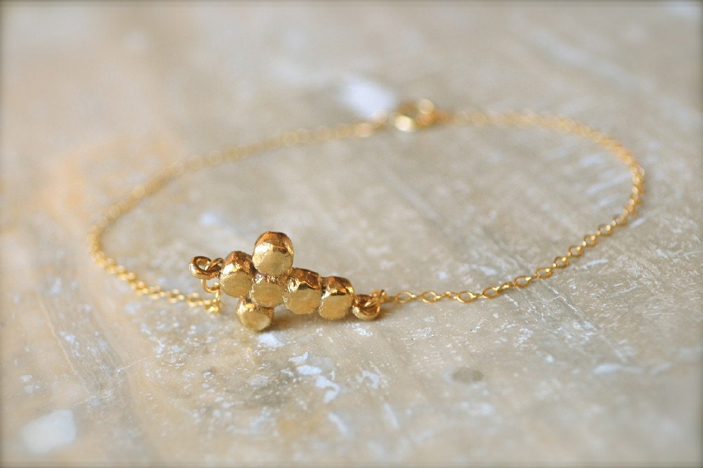 Gold Sideways Cross Bracelet