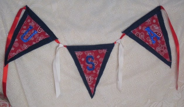 PATRIOTIC BANNER USA Red White Blue
