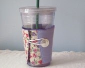 Large COZY  Cup CUFF purples/lavender QUILTED