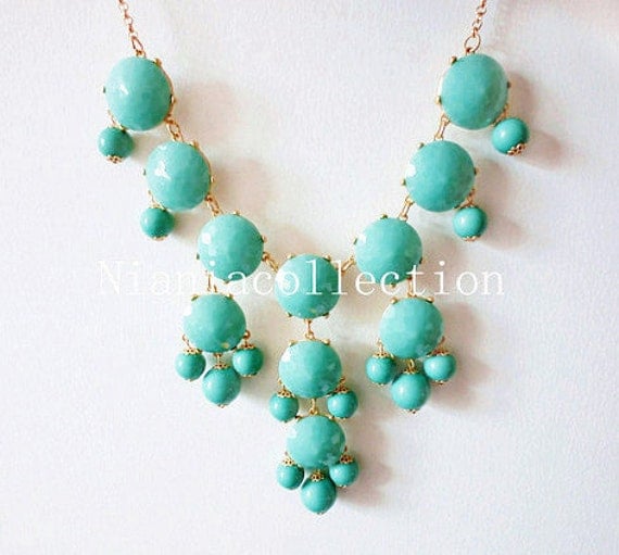 Aqua/Turquoise Bubble Statement  Hollywood elegant Necklace-mint green
