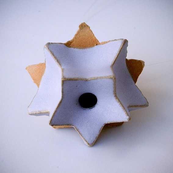 SALE. Little sky-blue star ornament. Stoneware hanging.