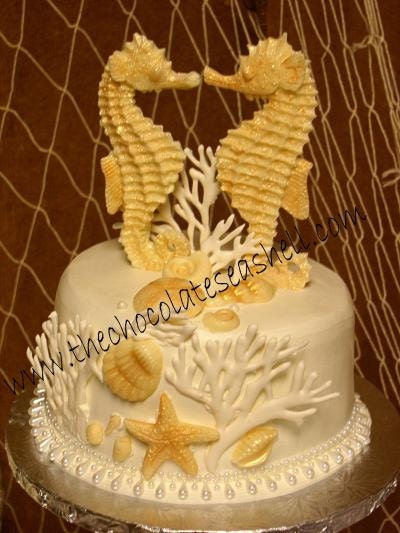 Custom  Wedding Cake Toppers on Seahorse Wedding Cake Topper Made Of White By Achocolateseashell