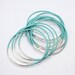 Turquoise leather bangles, silver tubes with turquoise real leather