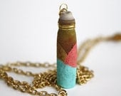 Sea Urchin Pendant Necklace - Gold, Coral Pink, Mint Green Color Block