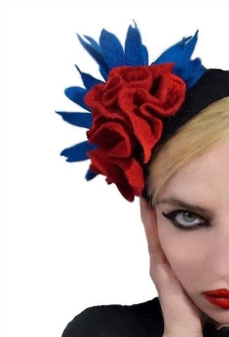 Felted Fascinator Art Hat Flower Hat wild Retro hats Felt wearable art Nunofelt Nuno felt la belle epoque Eco art deco Fiber Art