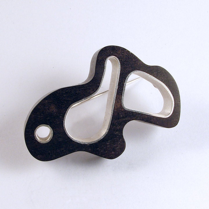 JUEGOS REALES Brooch Ebony Wood Silver