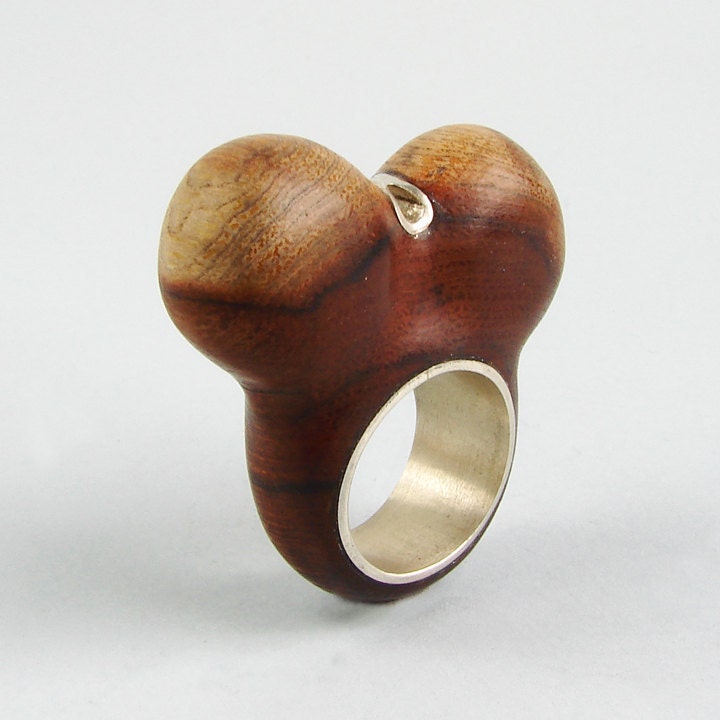 METAMORPHOSIS Ring Wood  Encrusted Silver