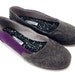 7,5 / 38 Handmade Eco-vegan Ballet Flats - Size EU 38, USA 7,5 - Purple and Grey - Hand Screen Printed Illustration - Recycled Tire Soles