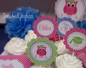 Graduation Owl Girl Printable 2 Inch Cupcake Circles-Graduation Owl Cupcake Toppers-Graduation Cupcake Topper-Kindergarten Graduation